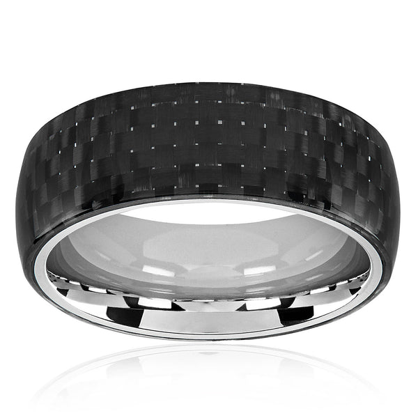 Carbon Overlay Glossy Domed Ring