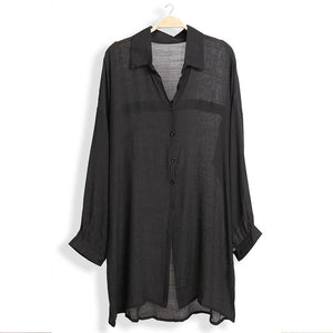 Women's Solid Color Button-Up Shirt Cover Up: One Size / Black