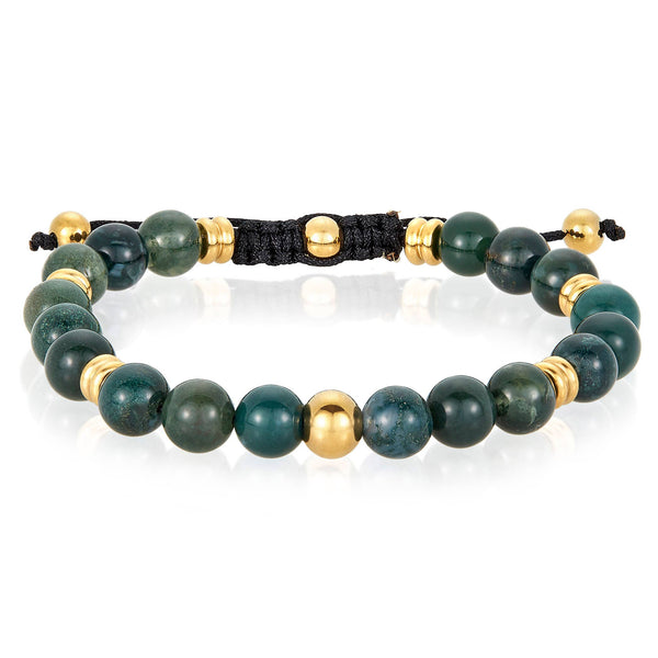 Natural Stone and Stainless Steel Adjustable Bracelet (8mm)