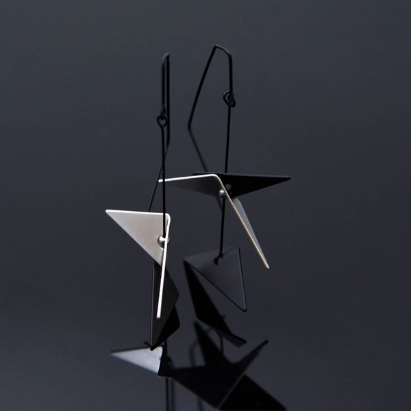 Vince Earrings - Black & Silver