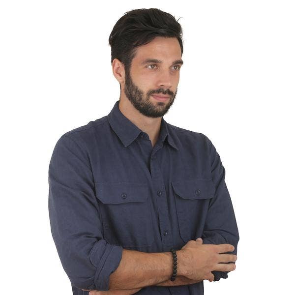 Onyx Stone Bead Antiqued Steel Clasp Bracelet