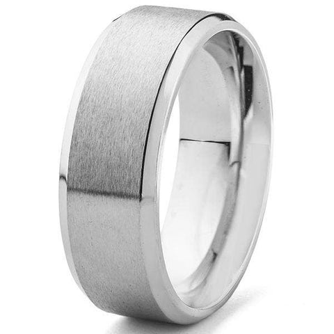 Beveled Edge Stainless Steel Ring (8mm): 12