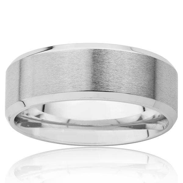 Beveled Edge Stainless Steel Ring (8mm): 12
