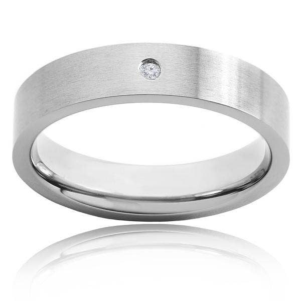 Diamond Accent Brushed Titanium Ring (5mm)