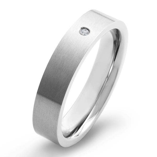 Diamond Accent Brushed Titanium Ring (5mm)