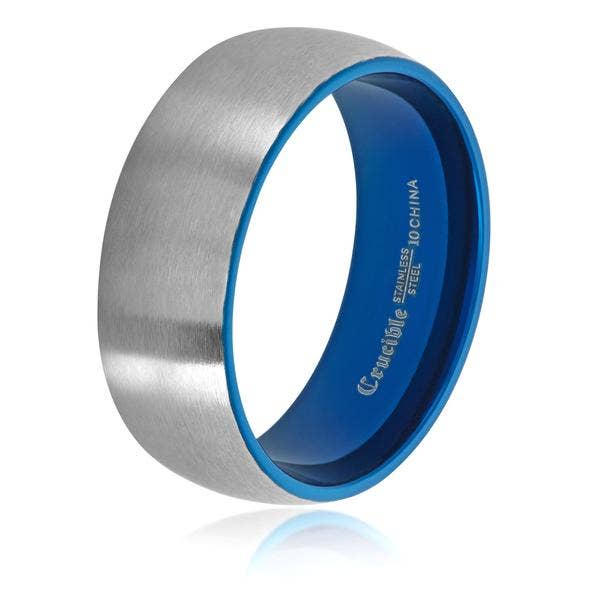 Men's Two Tone Stainless Steel Domed Ring