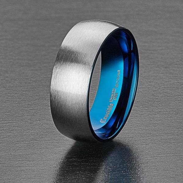 Men's Two Tone Stainless Steel Domed Ring
