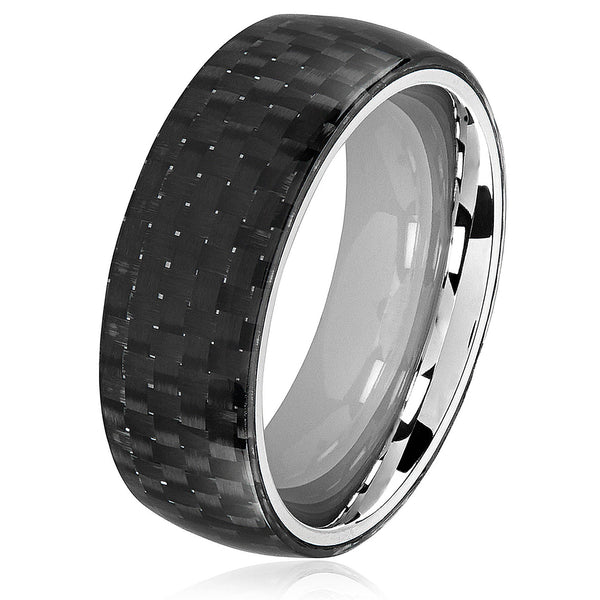 Carbon Overlay Glossy Domed Ring