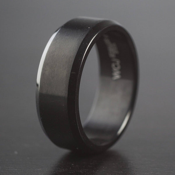 Brushed and Polished Stainless Steel Ring - 8mm