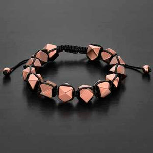 Geometric Hematite Stone Beaded Adjustable Bracelet (10mm)