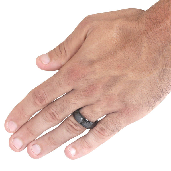 Carbon Fiber Inlay Black Plated Stainless Steel Ring (8mm)
