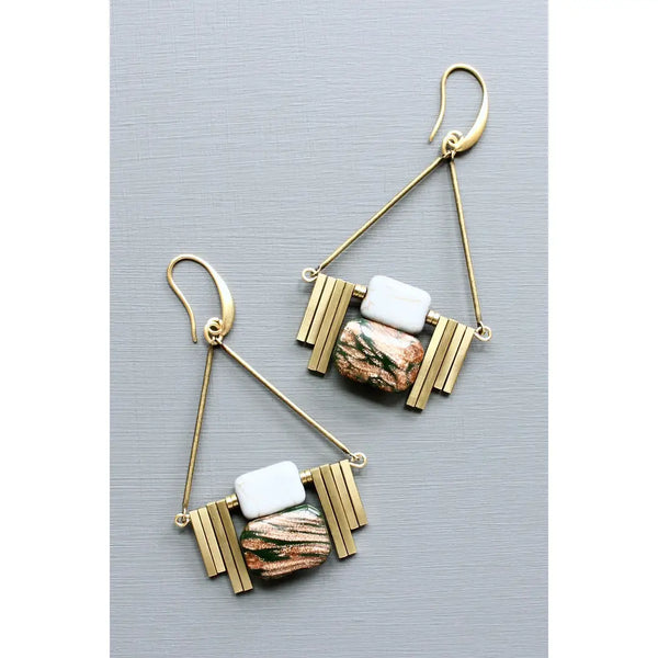 Art Deco Hunter Green  Earrings