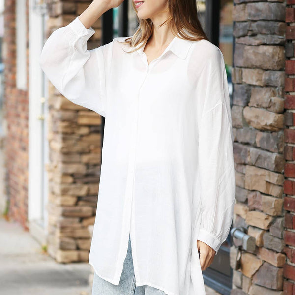 Women's Solid Color Button-Up Shirt Cover Up: One Size / Beige