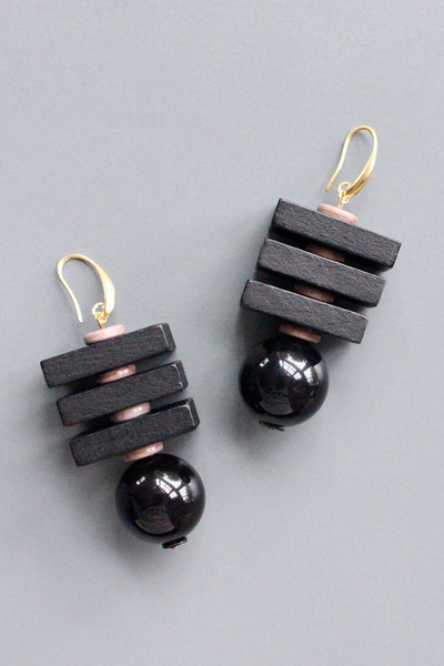 Wood and acrylic earrings