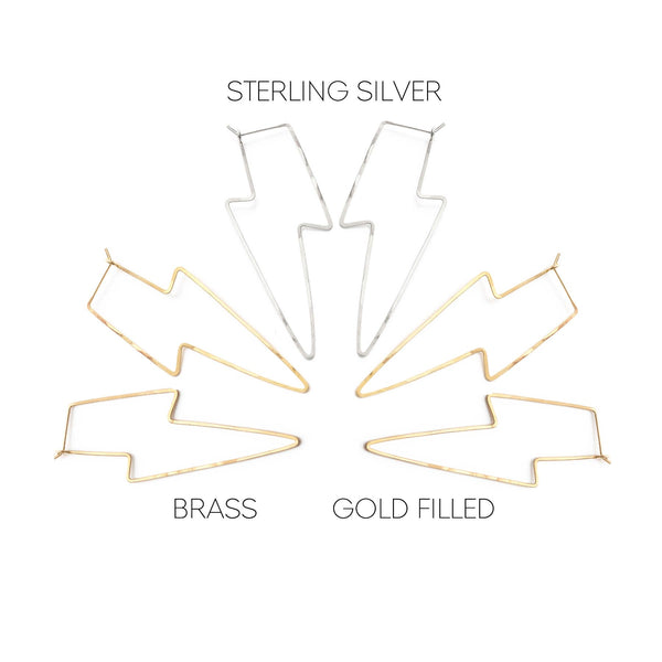 Lightning Bolt Hoops: Sterling Silver