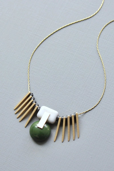 Hunter Green Art Deco Pendant Necklace