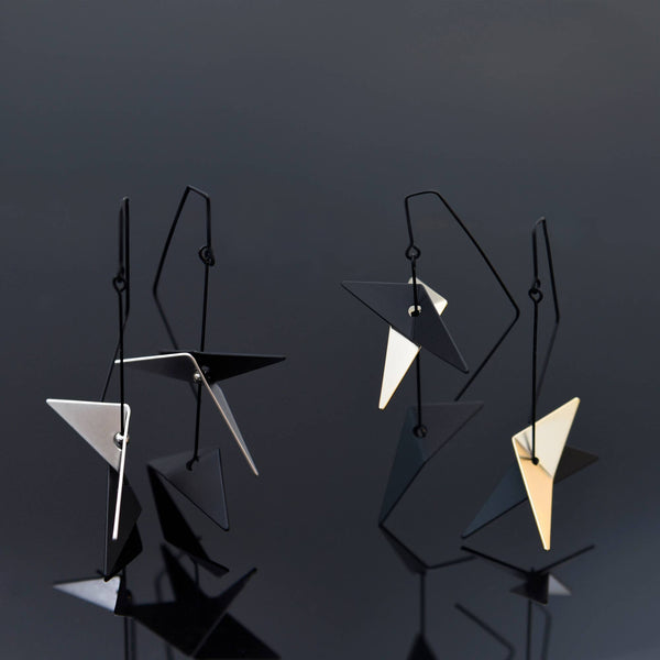 Vince Earrings: Black Gold