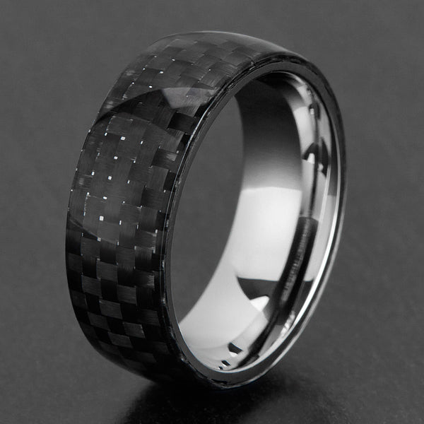 Carbon Overlay Glossy Domed Ring
