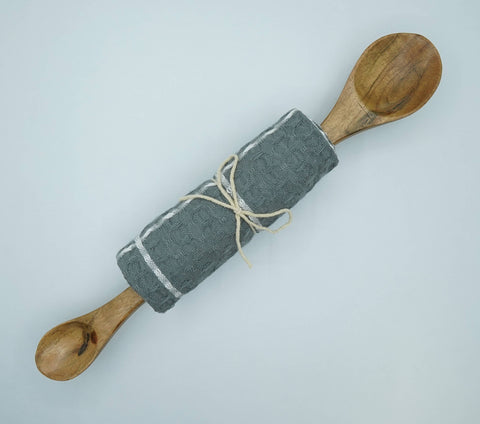 Gift Set - Double side Spoon With Kitchen Towel: Light Grey