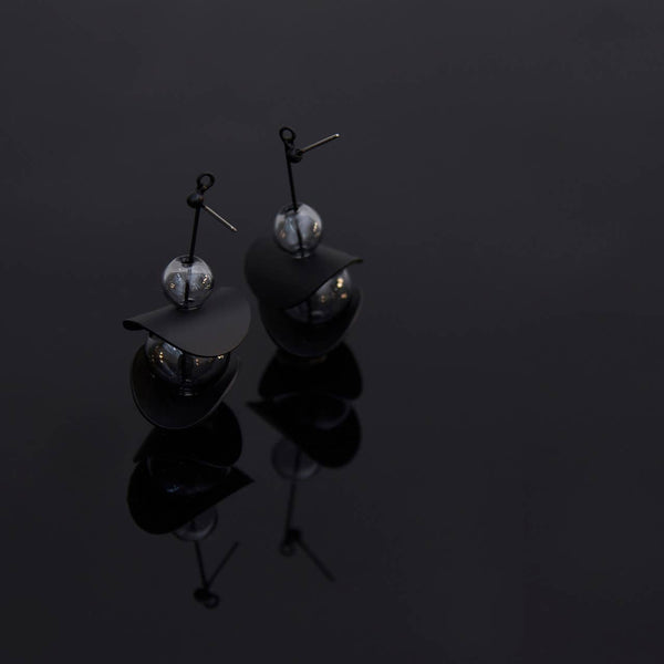 Otto Earrings: Black Gold