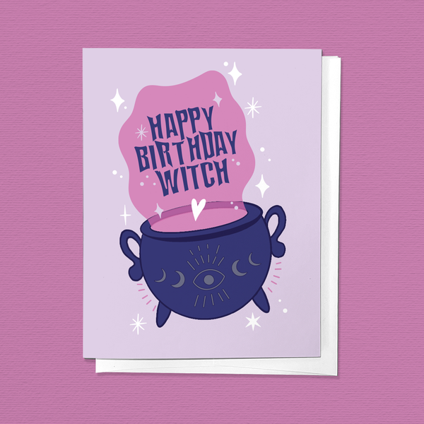 Happy Birthday Witch Spooky Congratulations Greeting Card