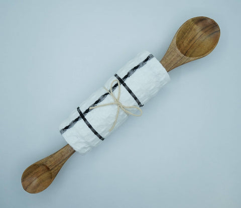 Gift Set - Double side Spoon With Kitchen Towel: White