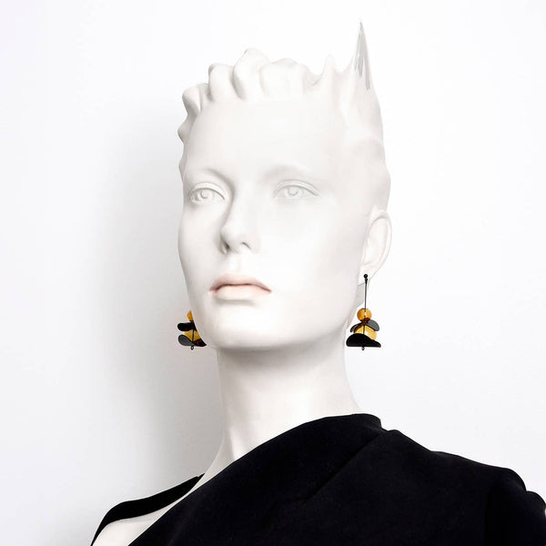 Otto Earrings: Black Gold
