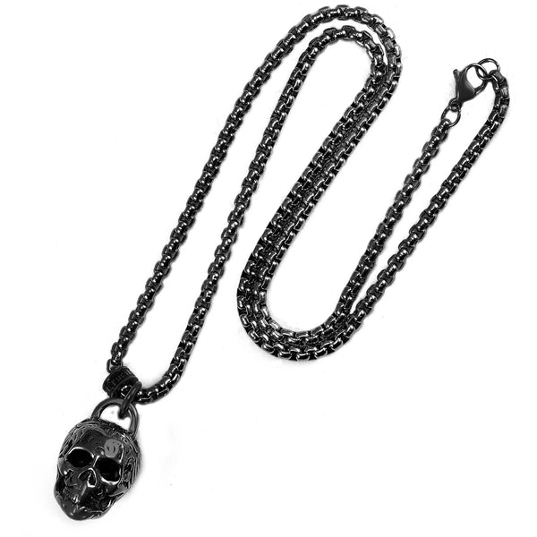 Crucible 38mm Large Skull Pendant Necklace - 24"