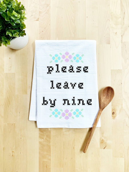 Colorful Cross Stitch Towels - Please Leave By Nine