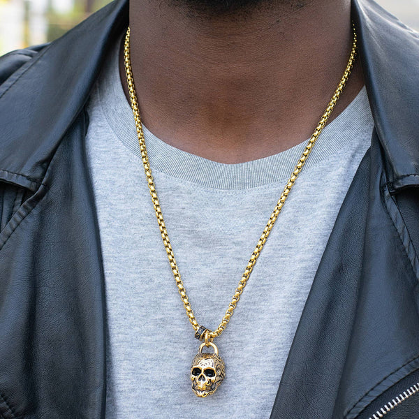 Crucible 38mm Large Skull Pendant Necklace - 24"