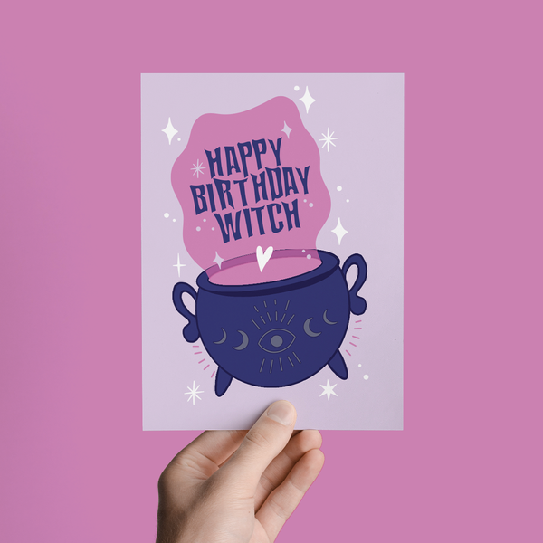 Happy Birthday Witch Spooky Congratulations Greeting Card
