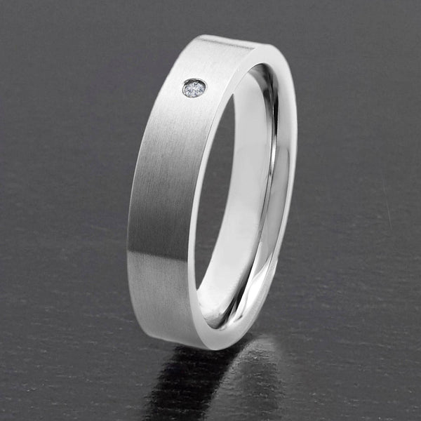 Diamond Accent Brushed Titanium Ring (5mm)