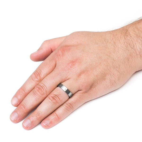Diamond Accent Brushed Titanium Ring (5mm)