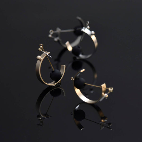 Lunette Earrings: Gold Black