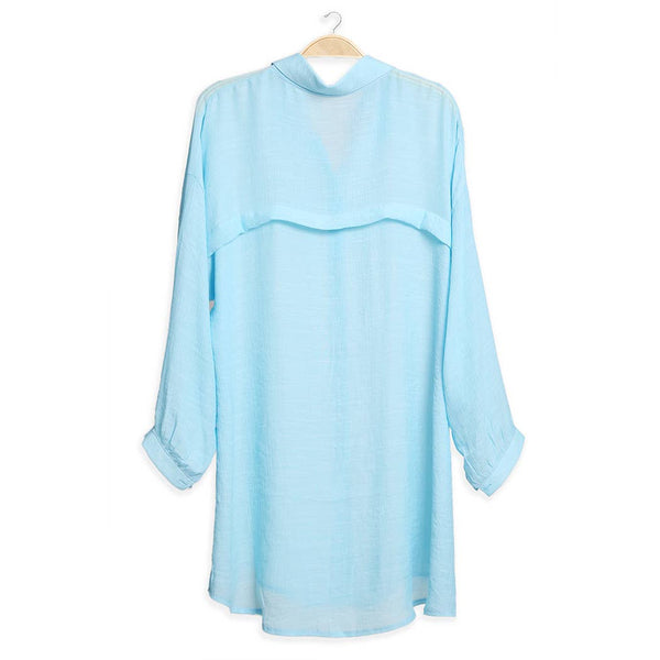 Women's Solid Color Button-Up Shirt Cover Up: One Size / Blue