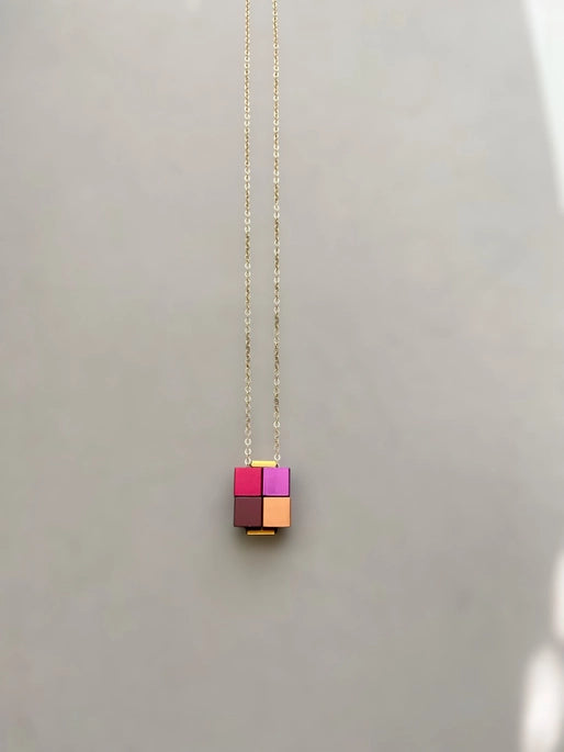 Aluminum Cube Box Necklace