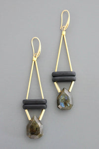 Labradorite and glass earrings