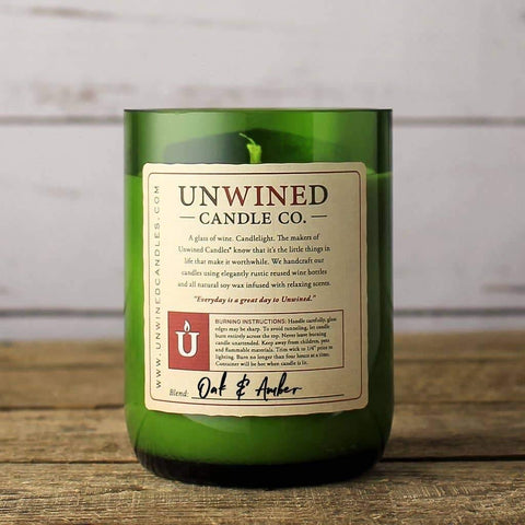 Unwined Candles - Oak & Amber Signature Series - Wine Bottle Candle - Revival Phl