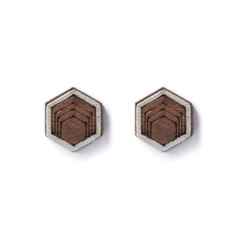 Hex Studs - Silver