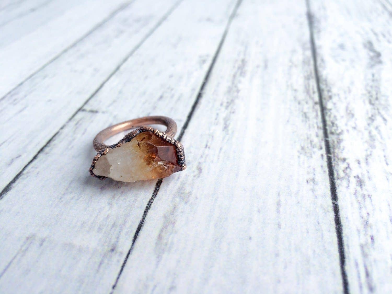 Citrine and Copper Ring