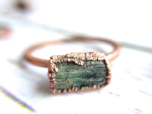 Green Tourmaline Crystal Stone Ring
