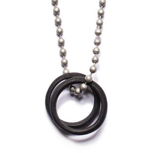 BLACK GLASS TWO RINGS NECKLACE FOR MEN