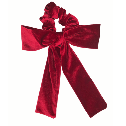 Headbands of Hope - Velvet Red Bow Tie Scrunchie
