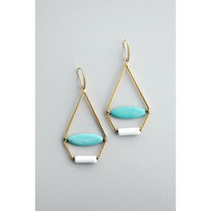 Turquoise & White Geometric Earrings