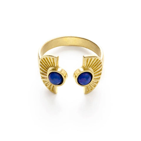 Double Fan Ring - Lapis Lazuli