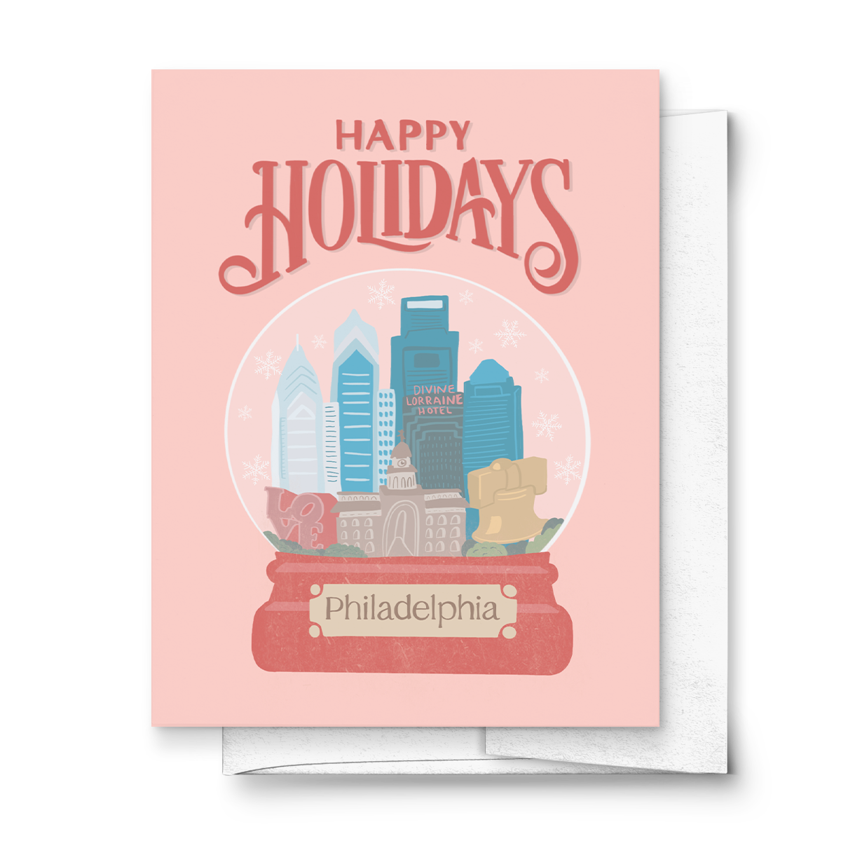Happy Holidays from Philadelphia Snow Globe Greeting Card