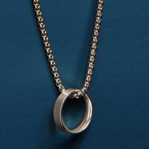 Waterproof Stainless Steel Ring on 3mm Round Box Chain