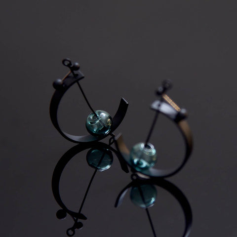 Lunette Earrings: Glass Aqua