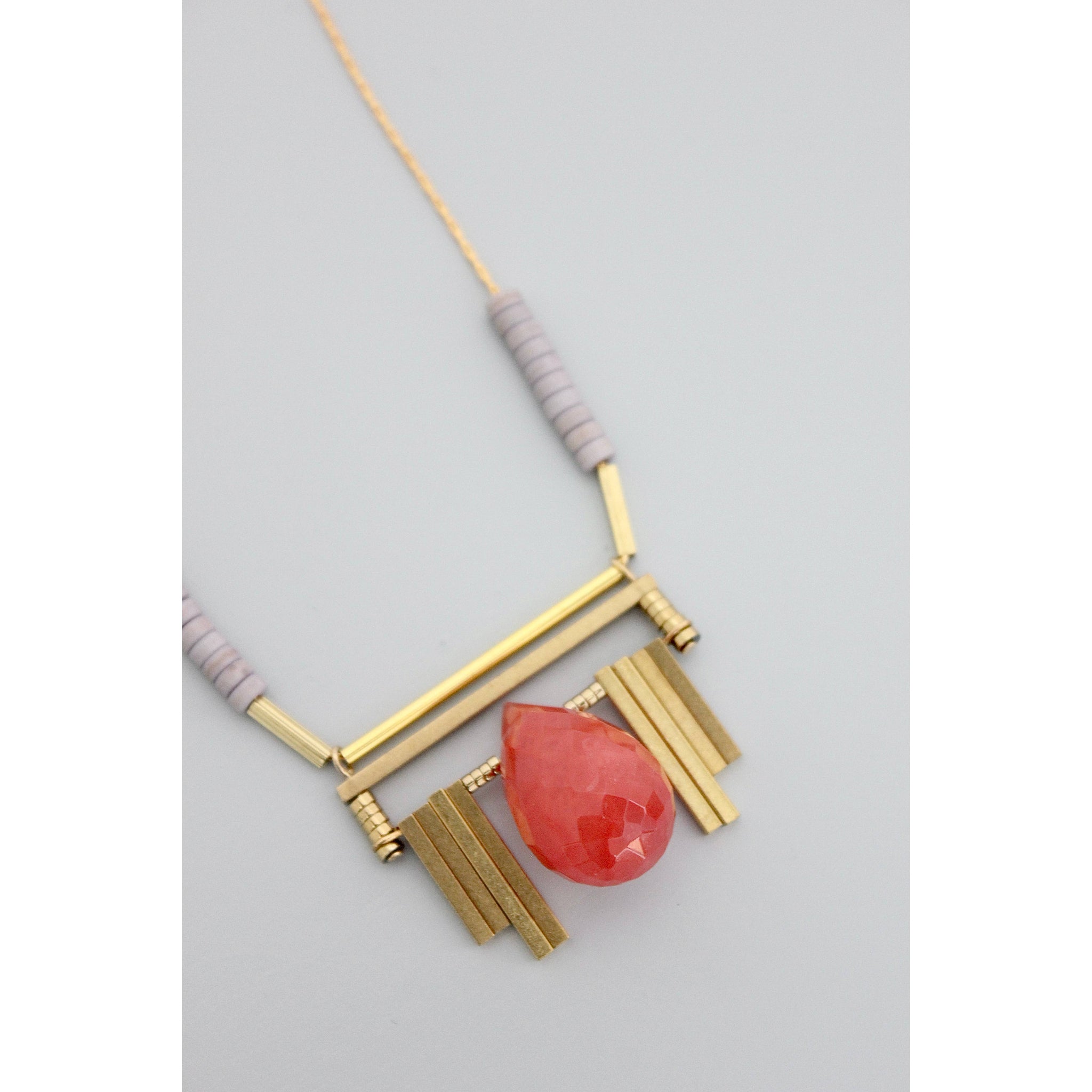 Cherry Quartz Art Deco Chain Necklace