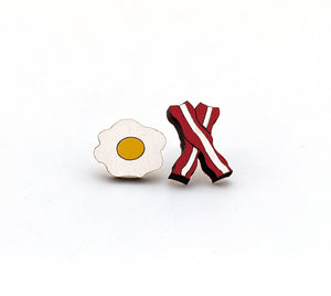 Bacon and Eggs Mismatch Food Earrings